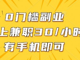 0门槛兼职副业,线上兼职30一小时,有部手机即可【揭秘】