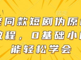 大佬同款短剧伪原创搬运方法,0基础小白也能轻松学会