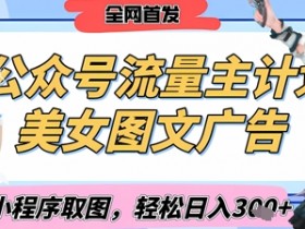 2025最新公众号美女图文流量主计划,搭配小程序取图轻松日入3张+(全网首发)
