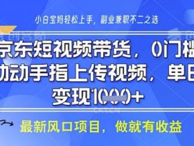 京东短视频代运营,不需要拍剪视频,不需要直播,全程喂饭,小白轻松上手,稳定月入8k【揭秘】