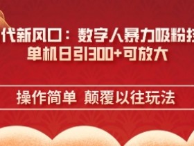 AI+时代新风口：数字人暴力吸粉技术，单机日引3张+可放大