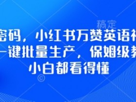 流量密码,小红书万赞英语视频用扣子一键批量生产,保姆级教程,小白都看得懂