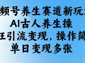 视频号养生赛道新玩法,AI古人养生操,疯狂引流变现,操作简单,单日变现多张