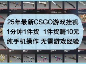 25年最新CSGO游戏挂G,1分钟1件货,1件货挣10元,纯手机操作,无需游戏经验【揭秘】