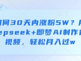 如何30天内涨粉5W?用deepseek+即梦AI制作育儿视频,轻松月入过w