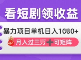 2025年4月最新看短剧领收益,单机日收入1k【揭秘】