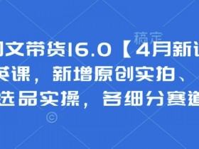 抖音图文带货16.0【4月新课】基础+精英课,新增原创实拍、视频混剪、选品实操,各细分赛道实操