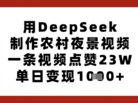 用DeepSeek制作农村夜景视频,一条视频点赞23W,单日变现多张