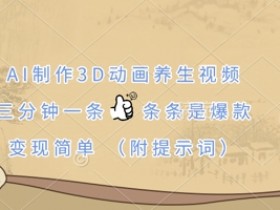 AI制作3D动画养生视频,三分钟一条,条条是爆款,变现简单(附提示词)