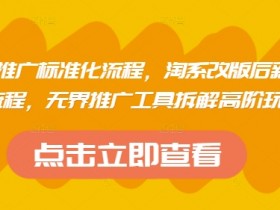淘系运营推广标准化流程,淘系改版后新品布局全流程,无界推广工具拆解高阶玩法