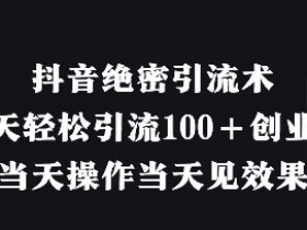 抖音绝密引流术,一天轻松引流100+创业粉,当天操作当天见效果