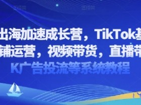 2025出海加速成长营,TikTok基建选品,店铺运营,视频带货,直播带货,TK广告投流等系统教程