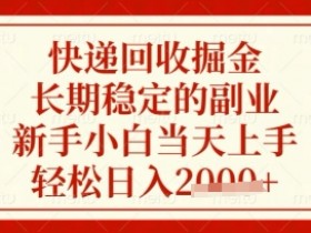快递回收掘金项目,长期稳定的副业,新手小白当天上手,轻松日入数张【揭秘】