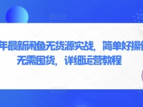 2025年最新闲鱼无货源实战,简单好操作,无需囤货,详细运营教程