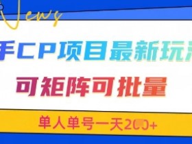 快手CP项目,最新交友赛道玩法,可矩阵可批量,单人单号一天2张+