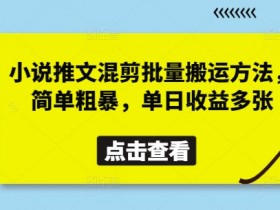 小说推文混剪批量搬运方法,简单粗暴,单日收益多张