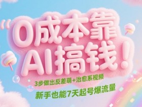0成本靠AI搞钱!3步做出反差萌+治愈系视频,新手也能7天起号爆流量