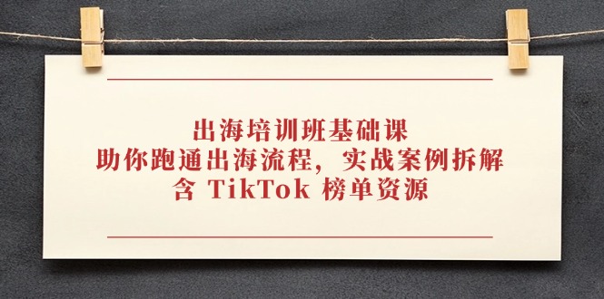 (14555期)出航培训机构专业课,帮助你跑通出航步骤,实战案例拆卸,含 TikTok 排行榜网络资源
