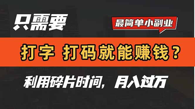 (14673期)只需电脑打字,打码软件,也能赚钱?简单挣钱小副业,利用碎片时间,月入了万