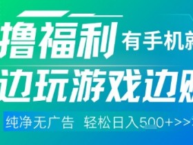 全网首发,0撸福利,有手就行随时随地做 纯净无广告,边玩游戏边挣钱,轻松日入5张+【揭秘】