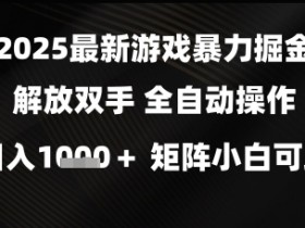 2025最新游戏暴力掘金解放双手,全自动操作,日入1k+矩阵,小白可玩【揭秘】
