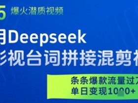 利用Deepseek做影视台词拼接混剪视频,条条爆款流量过W,单日变现多张