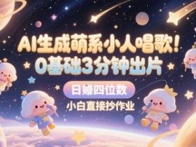 AI生成萌系小人唱歌,0基础3分钟出片,28个作品涨粉8.9W,单条最高19W赞,日入四位数,小白直接抄作业