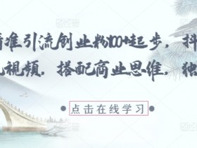 每日精准引流创业粉100+起步,抖音爆火国学风视频,搭配商业思维,独家思路