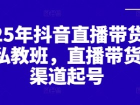 2025年抖音直播带货起号私教班,直播带货全渠道起号
