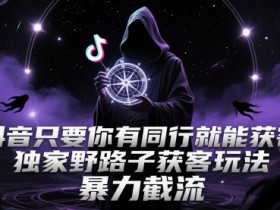 抖音只要你有同行就能获客，独家野路子获客玩法，暴力截流【揭秘】