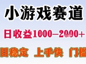 小游戏赛道日收益1k+,项目稳定,上手快,门槛低【揭秘】