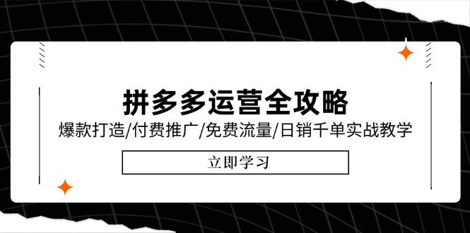 (15085期)拼多多运营全攻略,爆款打造/付费推广/免费流量/日销千单实战教学/6月更新