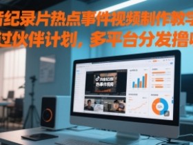 抖音纪录片热点事件视频制作教学,可过伙伴计划,多平台分发撸收益