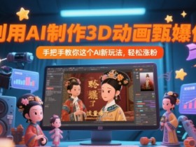 利用AI制作3D动画甄嬛传，流量爆了，手把手教你这个AI新玩法，轻松涨粉