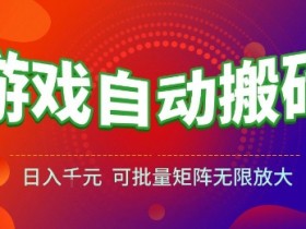 游戏全自动搬砖项目,日入10张 ,操作简单,收益高,可批量矩阵无限放大【揭秘】