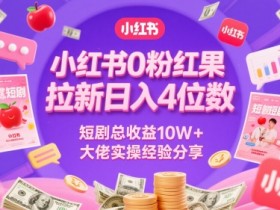 小红书0粉红果短剧拉新日入4位,数短剧总收益10W+大佬实操经验分享