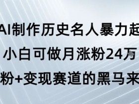 用AI制作历史名人暴力起号,小白可做月涨粉24W涨粉+变现赛道的黑马来了