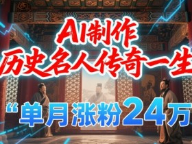 暴力起号!用AI制作历史名人传奇一生,单月涨粉24W,涨粉+变现赛道黑马来了