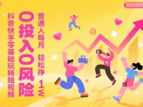 抖音快手零基础玩转短视频,0投入0风险,普通人每月轻松挣1W