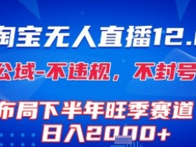 淘宝无人直播12.0,不封号,不违规,布局下半年旺季赛道,日入1k+(独家技术)【揭秘】