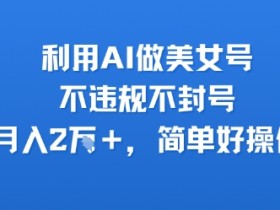 利用AI做美女号,不违规不封号,月入2W+,简单好操作