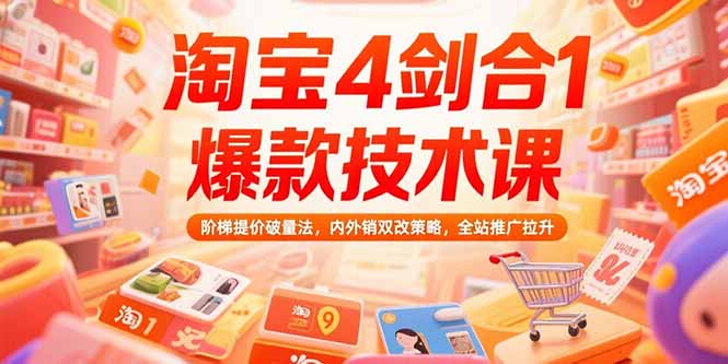(15415期)淘宝4剑合1爆款技术课73期:阶梯提价破量法,内外销双改策略 全站推广拉升