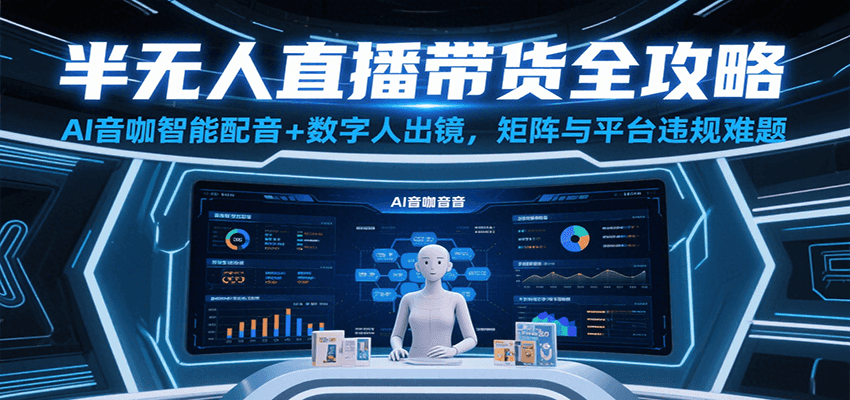 图片[1]-半无人直播带货全攻略：AI音咖智能配音+数字人出镜，解决账号矩阵与平台违规难题