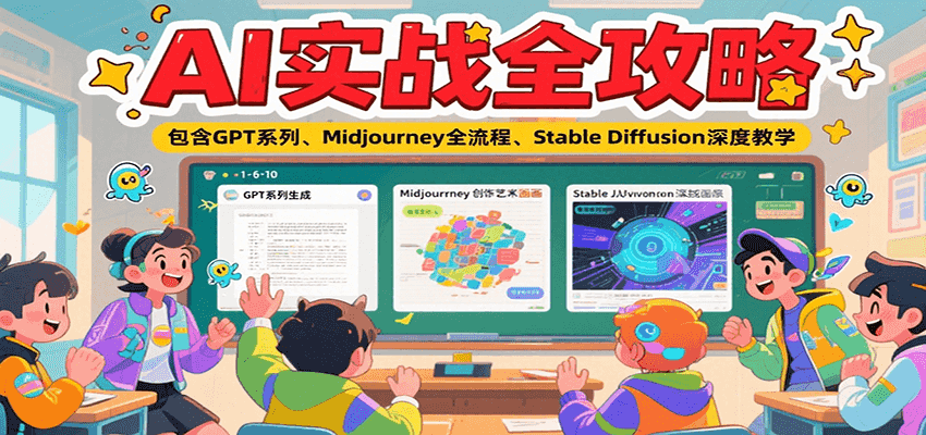 图片[1]-AI实战全攻略，包含GPT系列、Midjourney全流程、Stable Diffusion深度教学