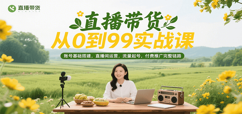 图片[1]-直播带货从0到99实战课，账号基础搭建，直播间运营，流量起号，付费推广完整链路