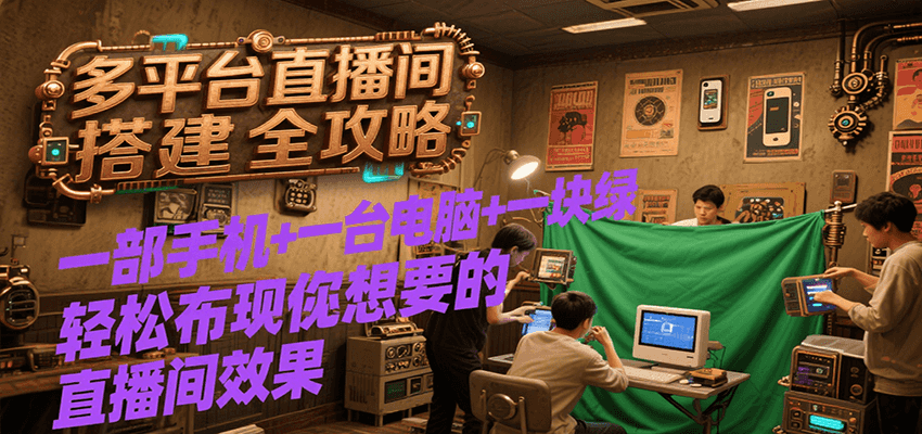图片[1]-多平台直播间搭建全攻略，一部手机+一台电脑+一块绿布轻松实现你想要的直播间效果