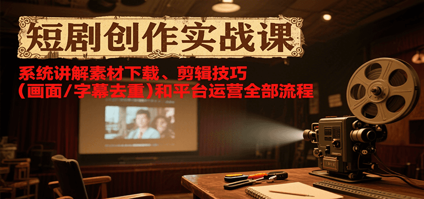 图片[1]-短剧创作实战课，系统讲解素材下载、剪辑技巧（画面/字幕去重）和平台运营全部流程