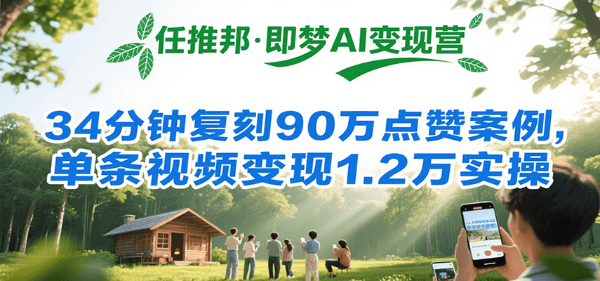 图片[1]-任推邦·即梦AI变现营，34分钟复刻90万点赞案例，单条视频变现1.2万实操