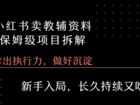 小红书卖小学教辅资料 保姆级项目拆解 1次课程彻底讲清楚!