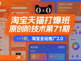 淘宝天猫打爆班原创高阶技术第71期,淘宝全站推广2.0
